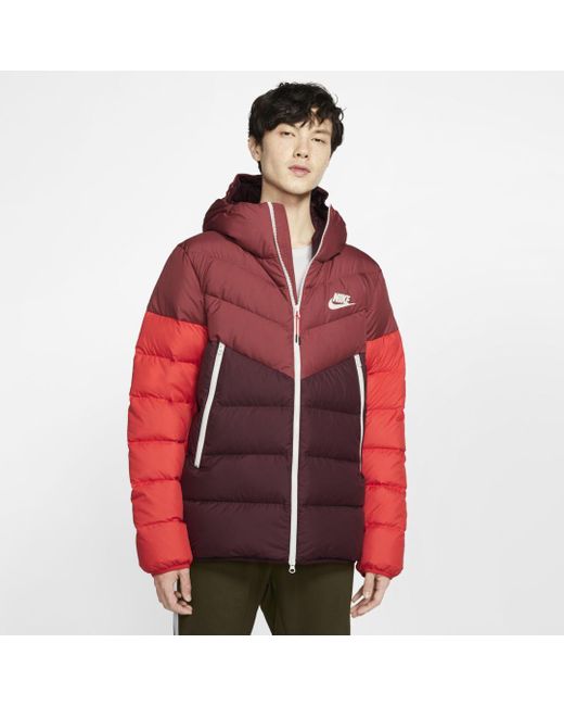 Nike Red Sportswear Windrunner Down Fill Hooded Puffer Jacket (cedar) - Clearance Sale for men