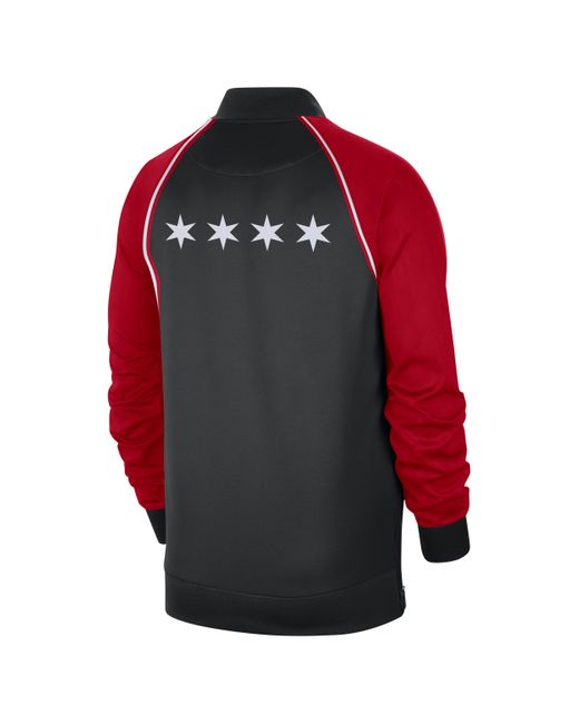 Nike Red Chicago Bulls Showtime City Edition Dri-fit Full-zip Long-sleeve Jacket 50% Recycled Polyester for men
