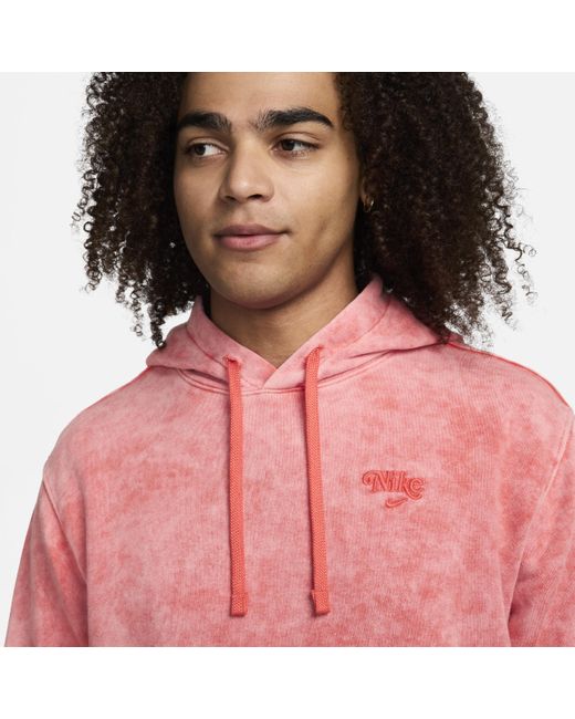 Felpa pullover con cappuccio sportswear club fleece di Nike in Red da Uomo