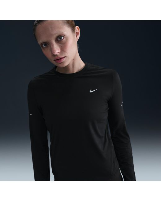 Nike Blue Swift Dri-Fit Uv Long-Sleeve Crew-Neck Running Top