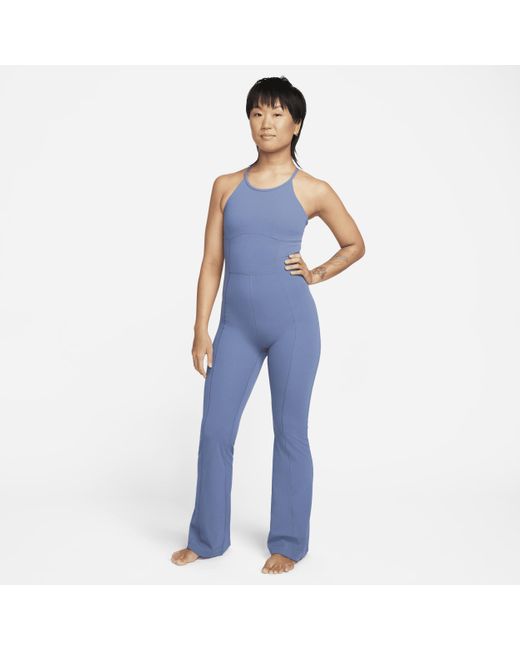 Nike Blue Zenvy Dri-fit Full-length Flared Bodysuit Polyester