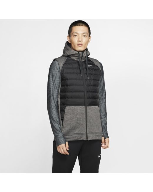 Nike Gray Therma Winterized Full-zip Training Gilet for men
