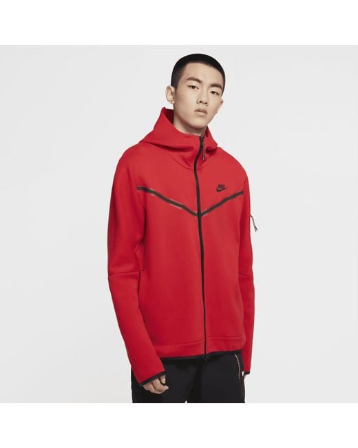 Nike Red Sportswear Tech Fleece Full-zip Hoodie for men
