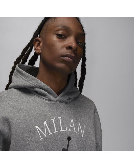 Nike Gray Jordan Milan Pullover Hoodie Polyester for men