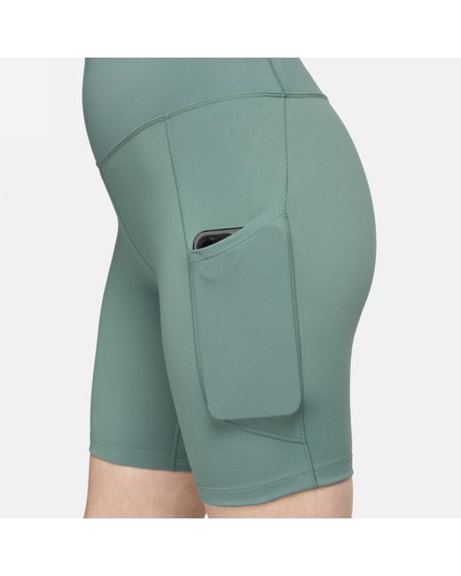 Nike Green One High-waisted 8" Biker Shorts With Pockets