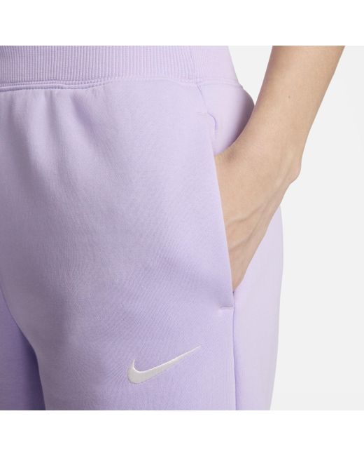Nike Purple Sportswear Phoenix Fleece High-waisted Wide-leg Tracksuit Bottoms