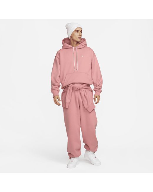 Nike Pink Solo Swoosh Fleece Pullover Hoodie for men