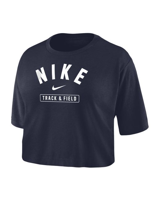 Nike Blue Dri-fit Cropped Track & Field T-shirt