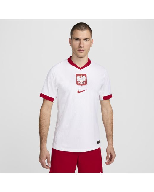 Nike White Poland 2024/25 Match Home Dri-Fit Adv Football Authentic Short-Sleeve Shirt for men