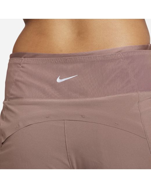 Nike Pink Dri-fit Swift Mid-rise 8cm (approx.) 2-in-1 Running Shorts With Pockets Polyester