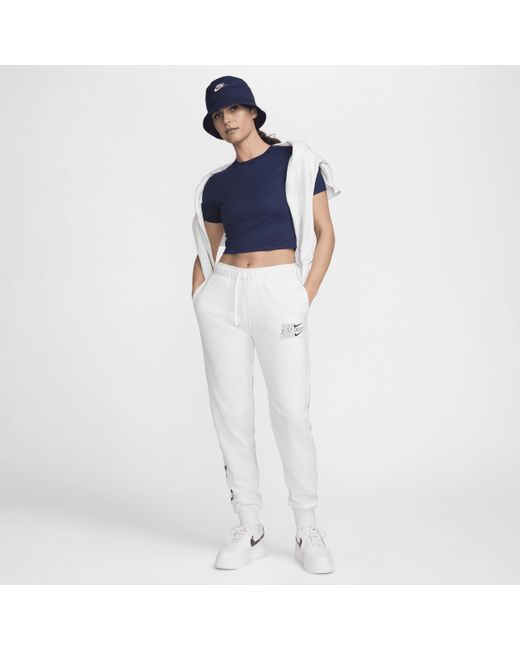 Nike White Sportswear Club Fleece Mid-rise Jogger Pants