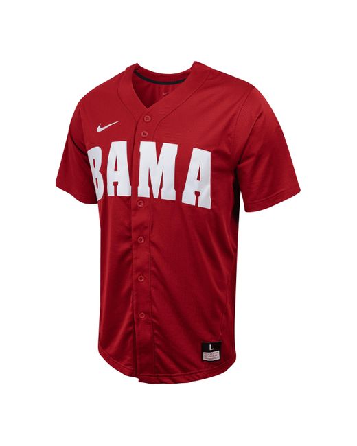 Nike Alabama College Full-button Baseball Jersey In Red, for Men | Lyst