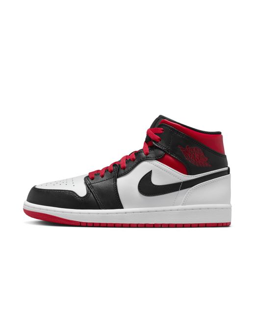 Nike Air Jordan 1 Mid Sneakers White / Gym Red / Black for men