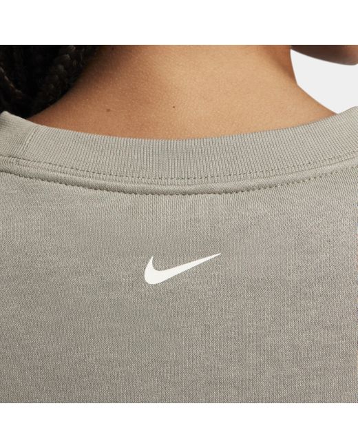 Nike Gray Sportswear Oversized Fleece Crew-neck Sweatshirt Polyester