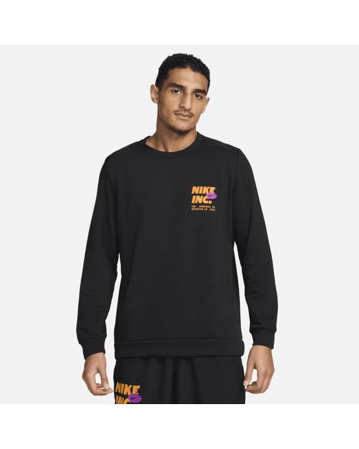 Nike Black Dri-fit Fleece Long-sleeve Fitness Crew Polyester for men