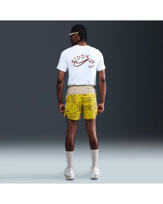 Nike Yellow Trail Dri-Fit 6" Brief-Lined Running Shorts for men