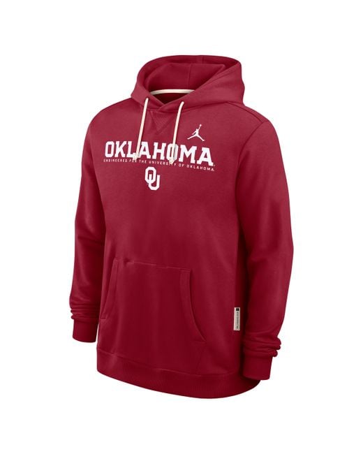 Nike Men's Red Oklahoma Sideline Brand Dri-Fit College Pullover Hoodie