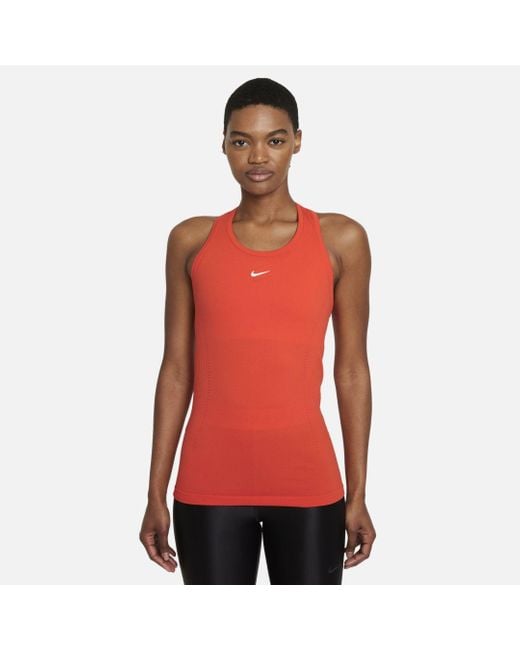 Nike Synthetic Dri-fit Adv Aura Slim-fit Tank in Red - Lyst