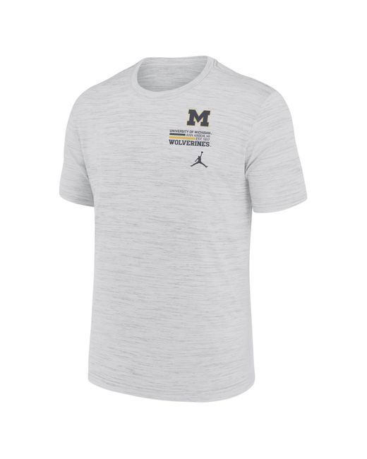 Nike Gray Michigan Campus Chest Stack Velocity Nike Dri-Fit College T-Shirt for men