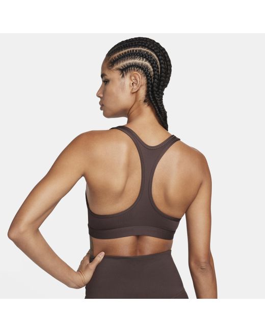 Nike Brown Swoosh Light-support Non-padded Sports Bra Polyester