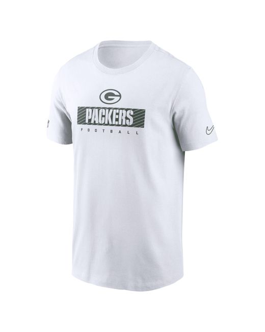 Nike White Green Bay Packers Sideline Team Issue Dri-fit Nfl T-shirt for men
