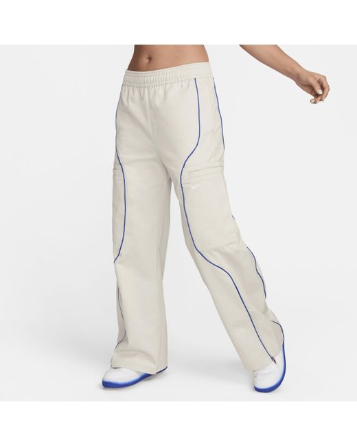 Pantaloni a vita alta in tessuto sportswear di Nike in Natural