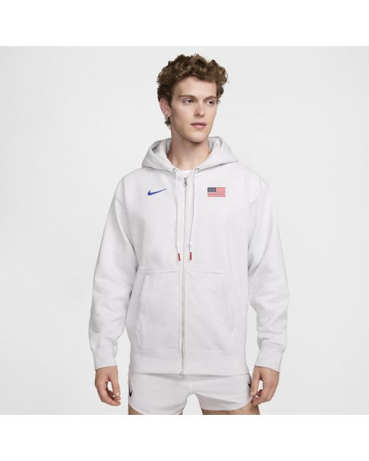Felpa Con Cappuccio E Zip A Tutta Lunghezza Usa Solo Swoosh – Uomo di Nike in White da Uomo