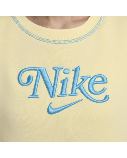 Nike Yellow Sportswear Crew-neck Fleece Sweatshirt Polyester
