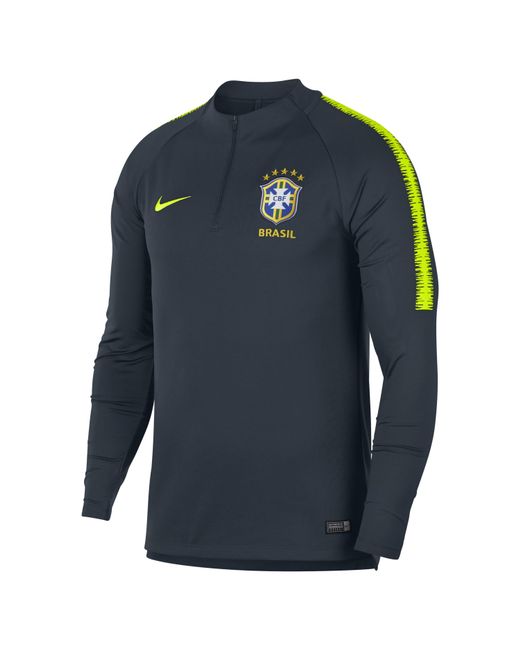 Nike Blue Brazil Cbf Dri-fit Squad Drill Long-sleeve Football Top for men