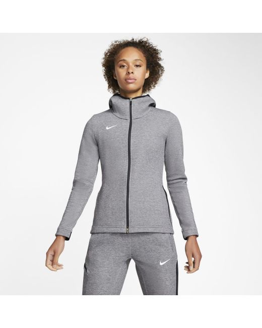 Nike Gray Dri-fit Showtime Full-zip Basketball Hoodie (stock) (black Heather) - Clearance Sale