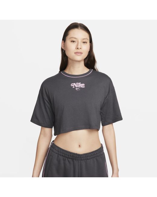 Nike Gray Sportswear Cropped T-shirt Cotton