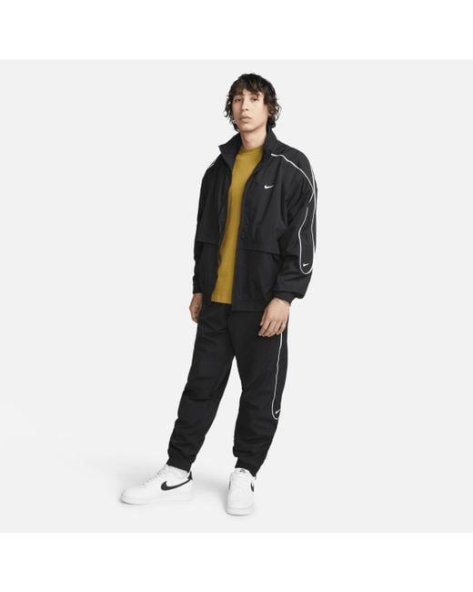 Nike Black Sportswear Solo Swoosh Woven Tracksuit Jacket Polyester for men