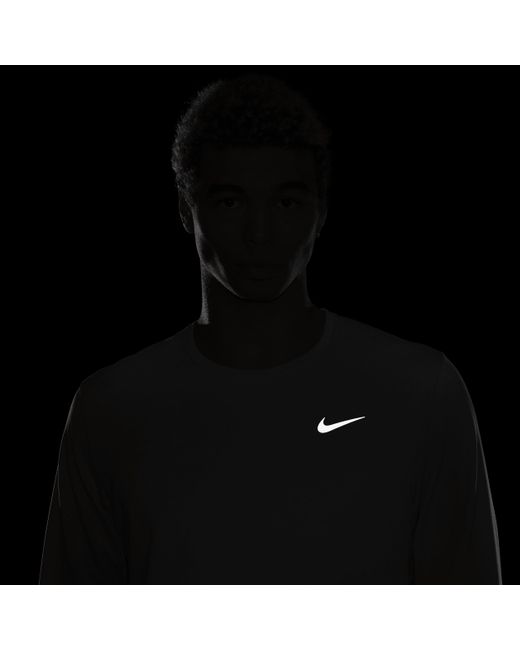 Nike Gray Miler Dri-Fit Uv Long-Sleeve Running Top for men