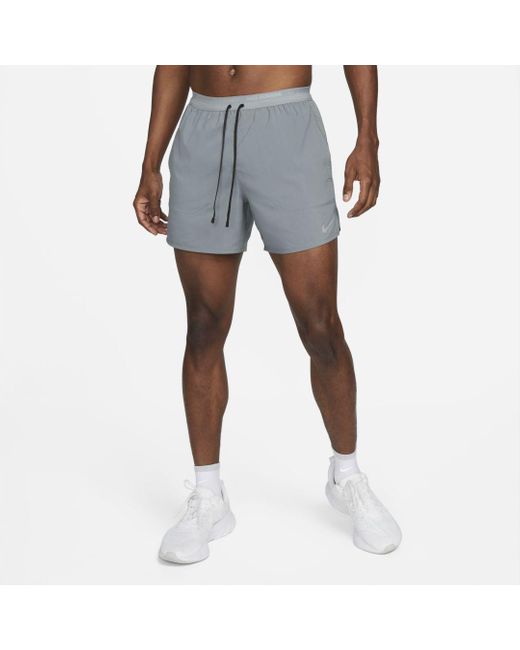 Nike Synthetic Drifit Stride 5" Brieflined Running Shorts in Smoke