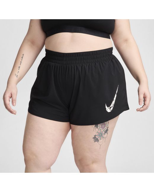 Nike Black One Swoosh Dri-fit Running Mid-rise Brief-lined Shorts