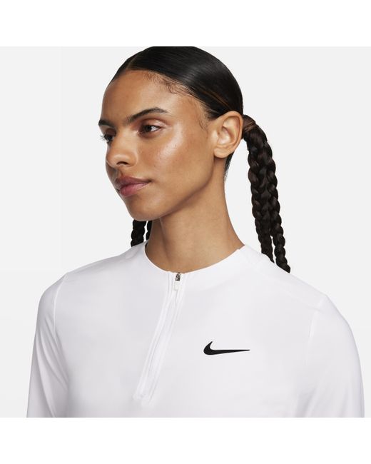 Nike White Court Advantage Dri-fit 1/4-zip Tennis Mid Layer 50% Recycled Polyester