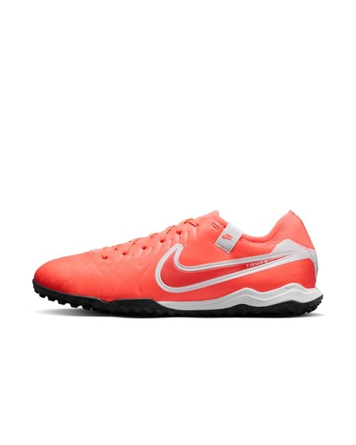 Nike Red Tiempo Legend 10 Pro Turf Low-Top Soccer Shoes for men