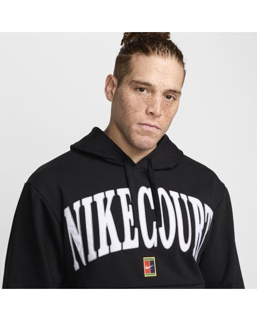 Nike Black Court Heritage Dri-Fit Fleece Tennis Hoodie for men