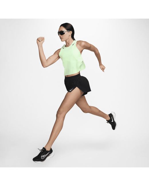 Nike Green Aeroswift Dri-fit Adv Cropped Running Tank Top