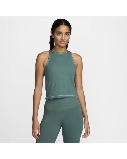 Nike Green One Fitted Dri-fit Ribbed Tank Top Polyester