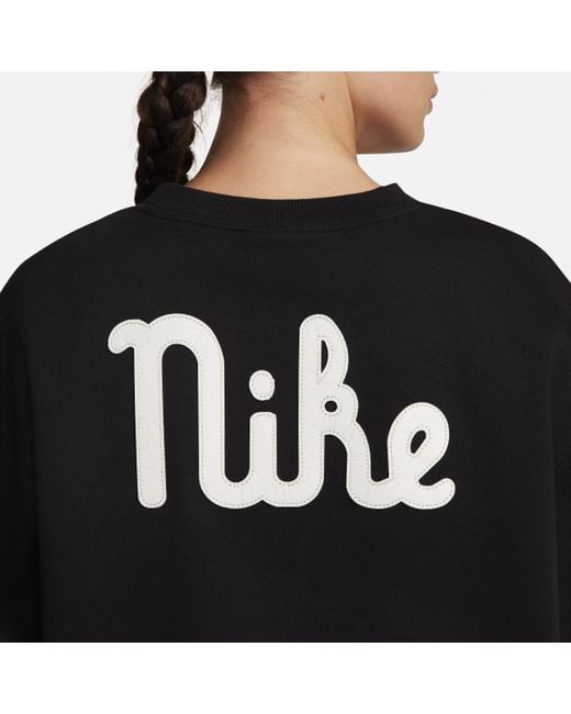 Nike Black Sportswear Phoenix Fleece Oversized Crew-neck Sweatshirt