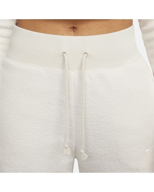 Nike White Sportswear Phoenix Plush High-waisted Wide-leg Cozy Fleece Pants