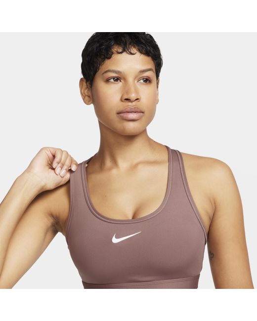 Nike Purple Swoosh Medium-support Padded Sports Bra 50% Recycled Polyester