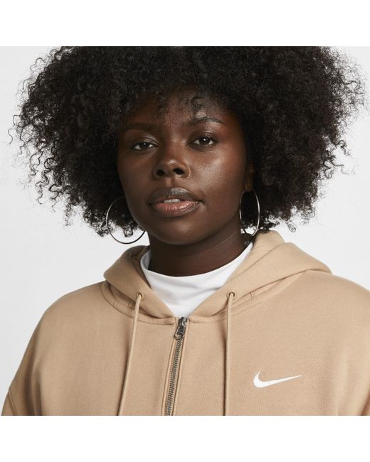 Nike Sportswear Phoenix Fleece Oversized Hoodie Met Rits in het Natural