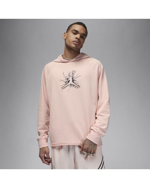 Felpa pullover in fleece con cappuccio e grafica jordan dri-fit sport di Nike in Pink da Uomo