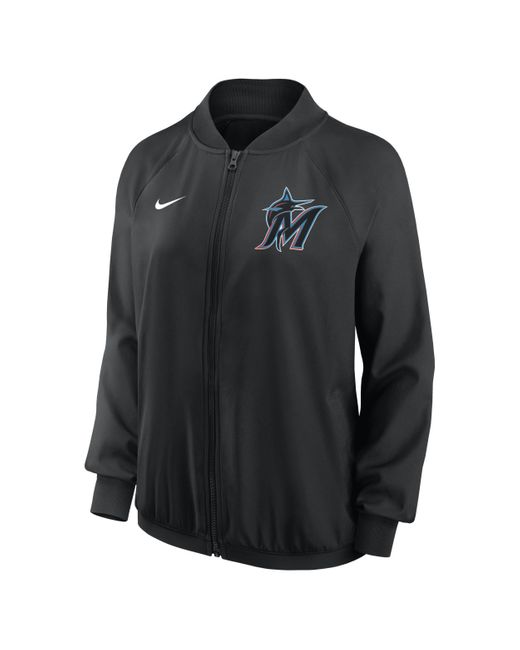 Nike Black Miami Marlins Authentic Collection Team Dri-fit Mlb Full-zip Jacket