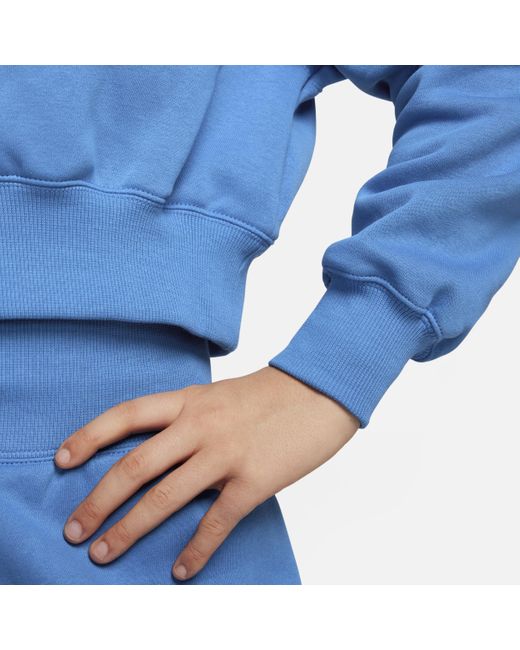 Nike Blue Sportswear Phoenix Fleece Cropped V-neck Top Polyester
