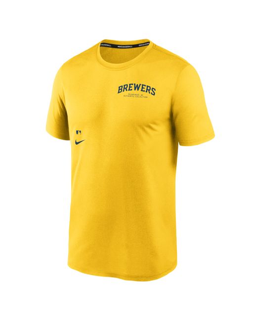 Nike Yellow Milwaukee Brewers Authentic Collection Early Work Men's Dri-fit Mlb T-shirt for men