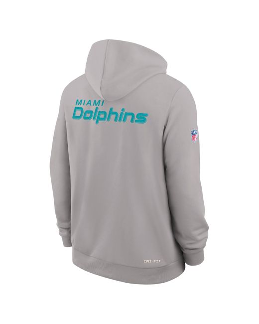 Nike Gray Miami Dolphins Initial Home Sideline Dri-Fit Nfl Pullover Hoodie for men