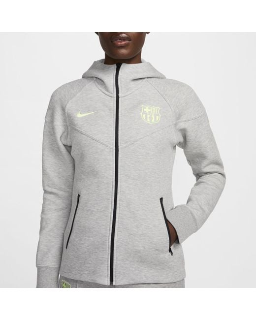 Nike Gray F.C. Barcelona Tech Fleece Windrunner Football Full-Zip Hoodie